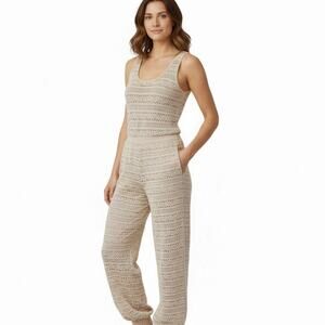 It Girl Tan and Black Lace Overlay Tank jumper S